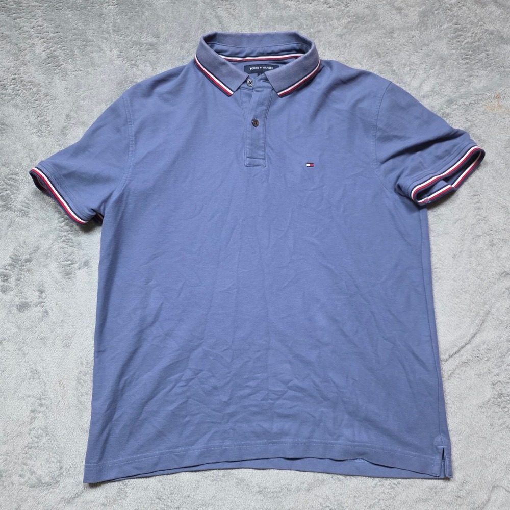 Tommy Hilfiger Mens Regular Fit Pique Polo Shirt Blue Large 78J2653 426
